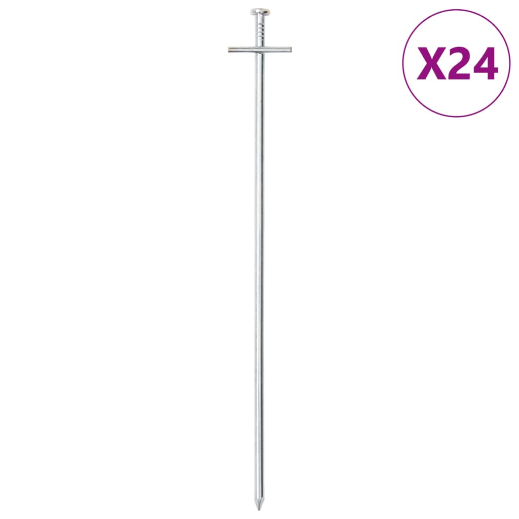 VidaXL Tentharingen 24 st Ø6 mm 29,5 cm gegalvaniseerd staal
