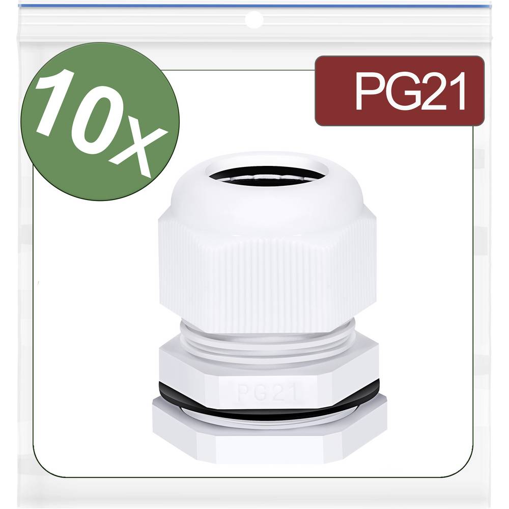 Quadrios 24CA410 Wartel PG21 Polyamide Wit 10 stuk(s)