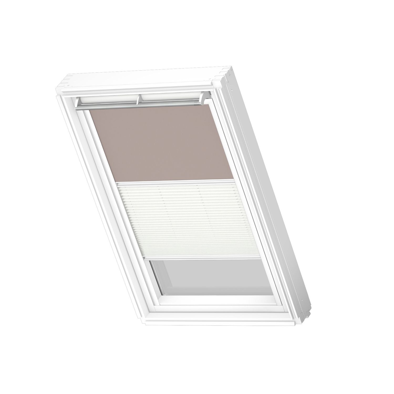 VELUX Manueel Duo Verduisterend Dakraam Rolgordijn White Line Dfd Ck06 4580swl Licht Taupe - Wit