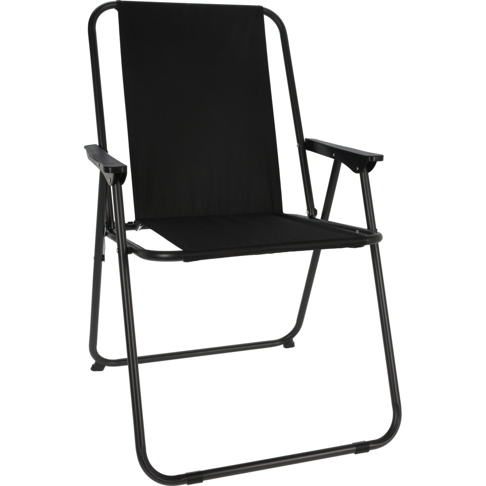 Redcliffs camping/strand stoel - aluminium - inklapbaar - zwart - L57 x B48 x H84 cm -