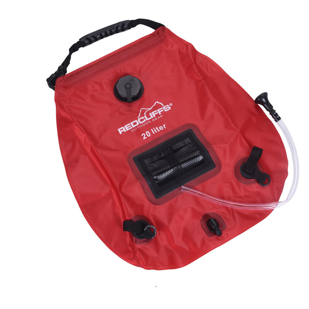 Mobiele buiten kampeer / camping douche waterzak- rood - 20 liter -
