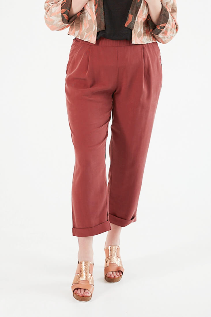 WiDDA Damen vegan Hose Plissee Jupp Rot