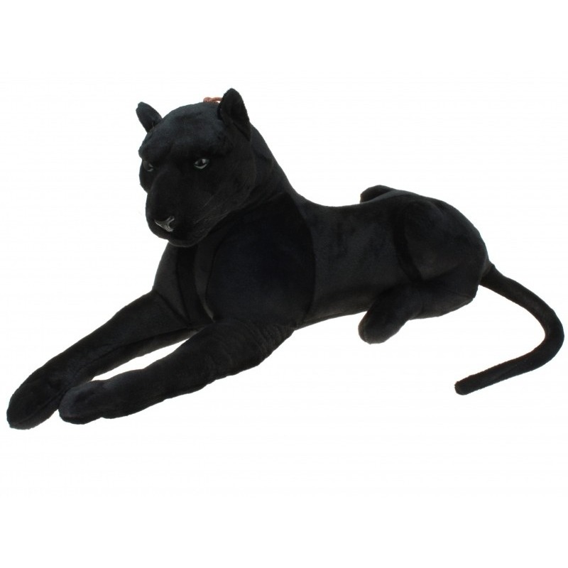 Kr℃ger & Gregoriades Kruger Pluche zwarte panter knuffel - liggend - 90 cm - groot - jungle dieren -