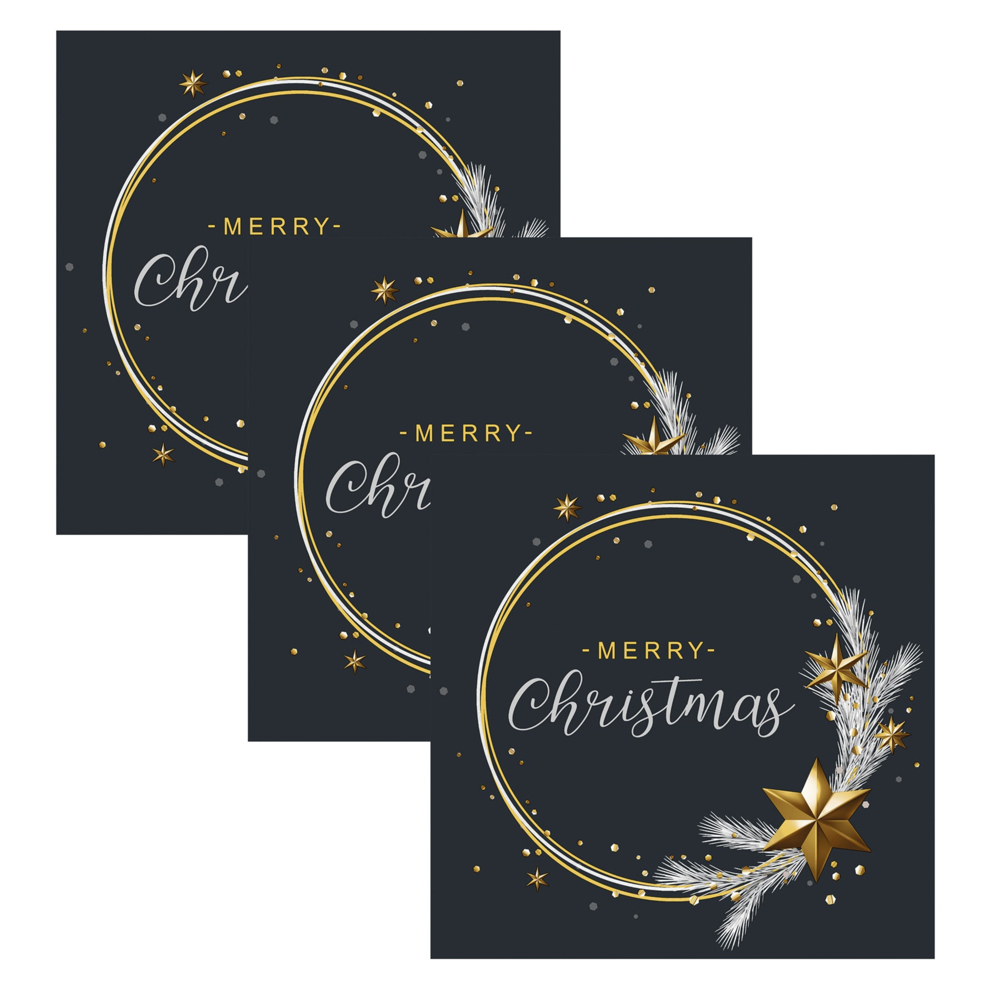 Ambiente Kerst thema servetten - 60x st -℃ zwart Merry Christmas - 33 x 33 cm - kerstdiner - kerstservetten -