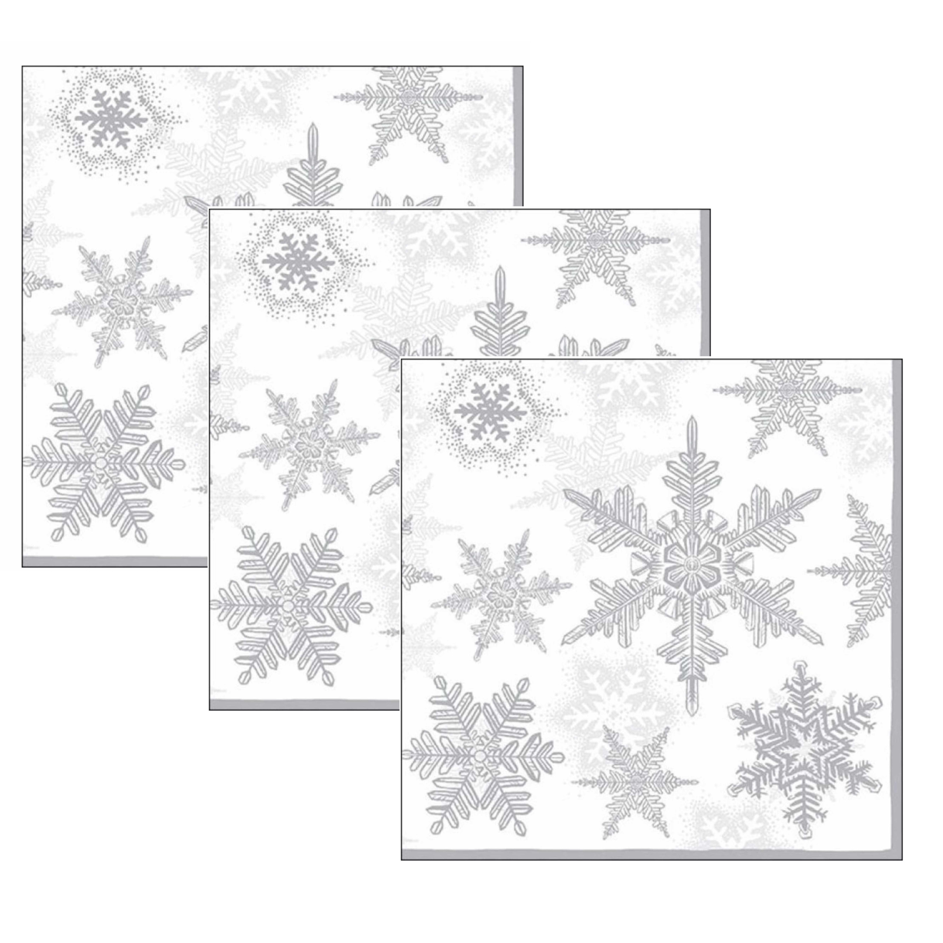 Ambiente Kerstservetten - 60x - winter wit - sneeuwvlokken - 33 x 33 cm - 3 laags -