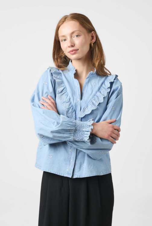 Neo Noir Neo Nior Blouse Degas Denim Blauw