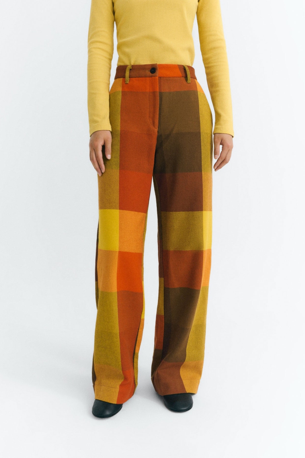 Thinking mu Damen vegan Hose Hermine Kariert Braun