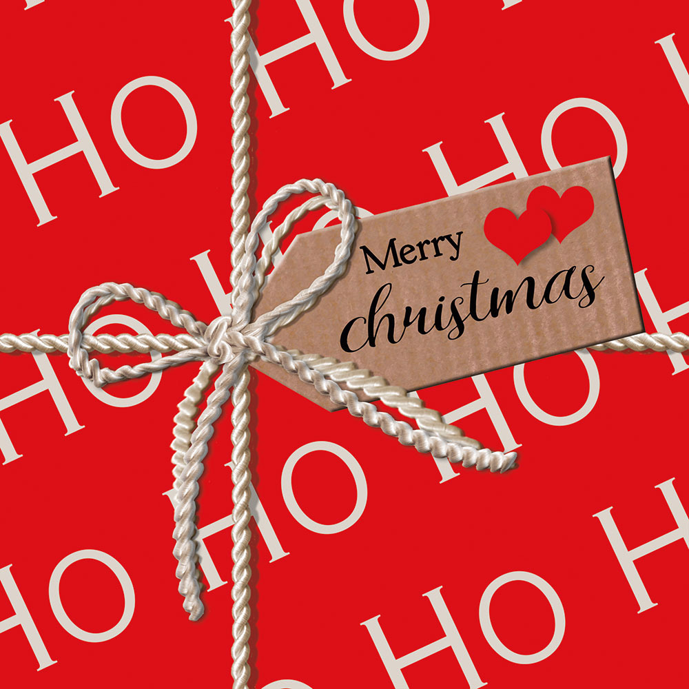 Ambiente Kerst thema servetten - 20x st - rood Ho Ho Ho - 33 x 33 cm - Merry Christmas -