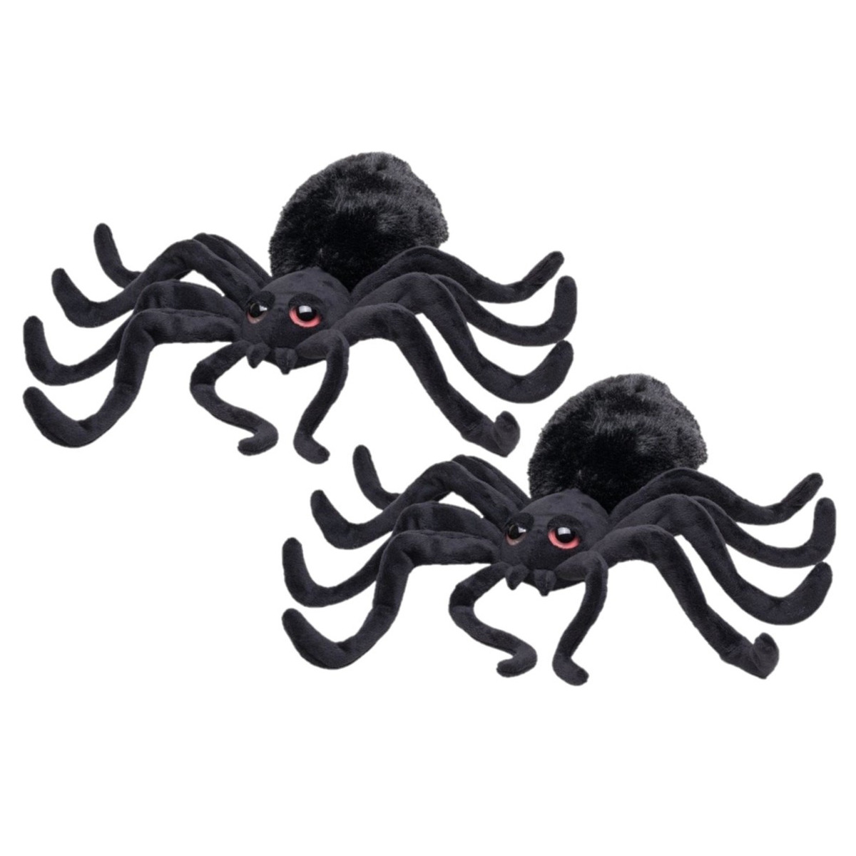 Merkloos 2x stuks zwarte pluche spin knuffel cm -