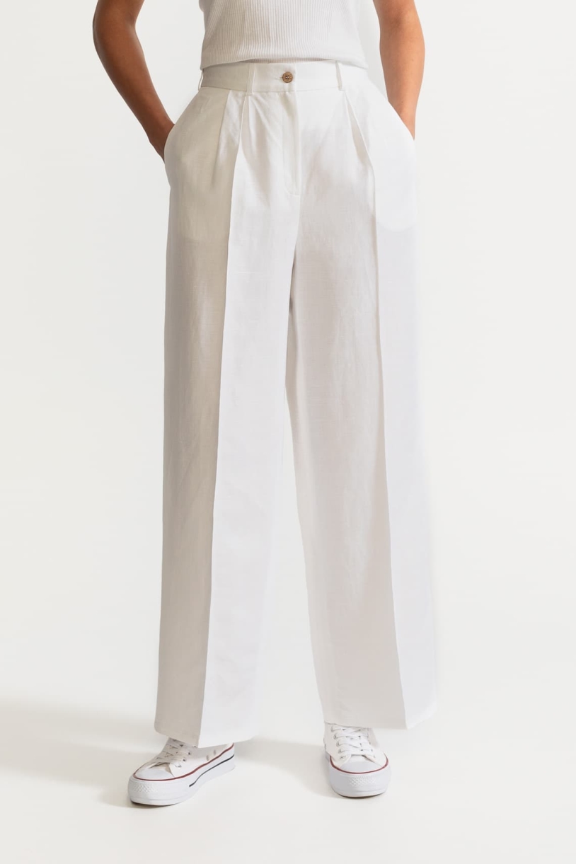 De IONESCU Damen vegan Hose Figa Leinen WeiÃŸ