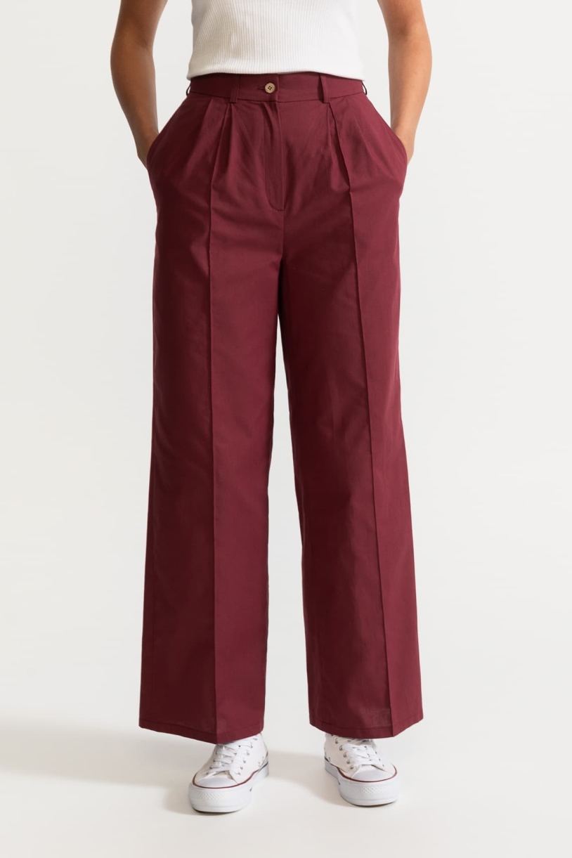 De IONESCU Damen vegan Hose Figa Burgundy