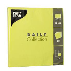 Papstar Daily Collection servetten, met &frac14; vouw, 320 x 320 mm, 20 stuks, limoengroen