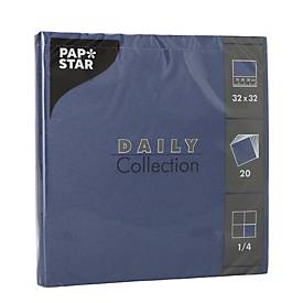 Papstar Daily Collection servetten, met &frac14; vouw, 320 x 320 mm, 20 stuks, donkerblauw