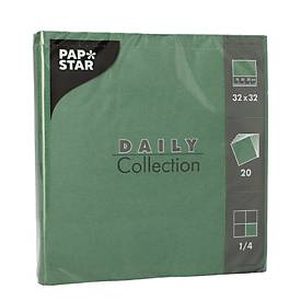 Papstar Daily Collection servetten, met &frac14; vouw, 320 x 320 mm, 20 stuks, donkergroen