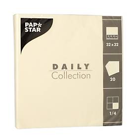Papstar Daily Collection servetten, met &frac14; vouw, 320 x 320 mm, 20 stuks, champagne