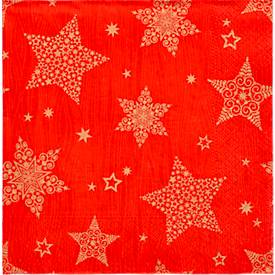 Papstar Servetten  Christmas Shine, 20 st, 3-laags, 1/4 vouw, 330 x 330 mm, rood