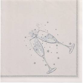 Papstar Servetten  ROYAL Collection, &frac14;-vouw, 400 x 400 mm, 20 st, zilver