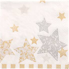 Papstar Servetten  Stardust, 3-laags met &frac14;-vouw, 250 x 250 mm, 50 st.