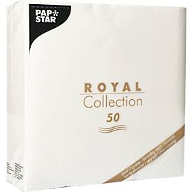 Papstar Servetten  Royal Collection, 5 x 50 stuks, 1/4 vouw, stoflook, 400 x 400 mm, papier, wit