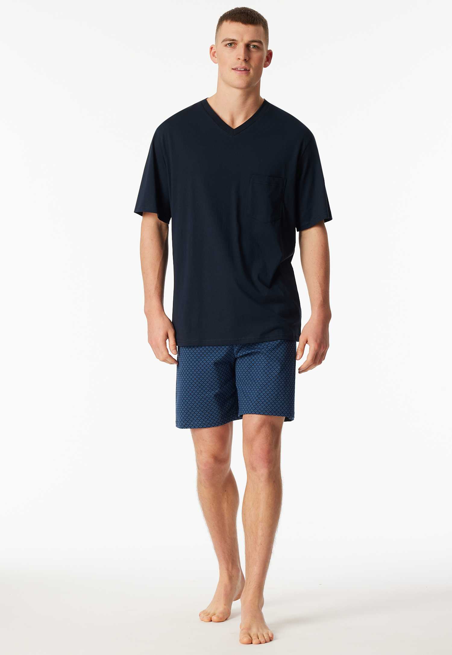 Schiesser Shortama Comfort Essentials met opgestikte borstzak (2-delig)