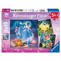 Puzzel Disney Princess 3 X 49 Stukjes