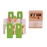 Hape Puppenhausmöbel "Esszimmer" (Set 23-tlg)