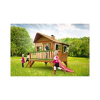 AXI Emma Speelhuis op palen & rode glijbaan Speelhuisje voor de tuin / buiten in bruin & groen van FSC hout