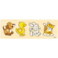 Goki 57866 - Steckpuzzle - Hund, Ente, Has, Katze