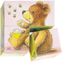 Goki 57056 -Würfelpuzzle Tierkinder, Puzzle, 6 Motive, 4 Teile