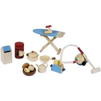 Gollnest & Kiesel KG Goki 51939 - Accessoires Küche, 11teilig für Puppenhaus, Holz