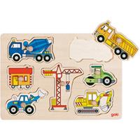 goki Steckpuzzle Baufahrzeuge, 7 Teile