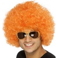 Oranje afro pruik 1st