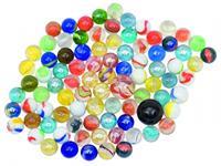 Goki 63926 - Glasmurmeln, 88 Stück im Netz, Farb- und Größen-Mix