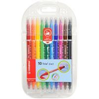 STABILO Fasermaler/Fineliner Trio 2in1, 10er Karton-Etui