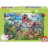 Schmidt Spiele Schmidt 56193 - Bei den Dinosauriern Puzzles, 60 Teile