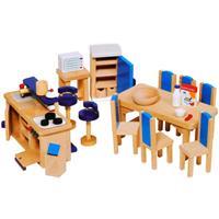 Goki 51907 - Puppenmöbel Küche für Puppenhaus, 30-teilig, Holz