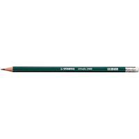 12 x Stabilo Bleistift mit Radierer Othello B grün mit Streifen