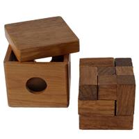 Houten IQ Kubus Puzzel 7 cm