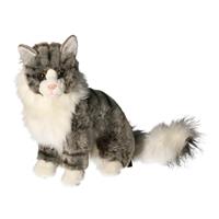 Pluche grijze katten knuffel 35 cm