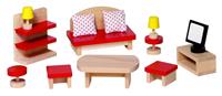 Goki 51716 - Puppenmöbel Wohnzimmer, Goki basic, Holz 13-teiliges Set