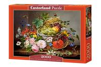 Castorland legpuzzel stilleven met bloemen/fruitmand 2000 stukjes