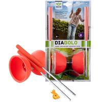 Angel Sports Diabolo rubber met metalen kern en aluminium stokjes rood fluor