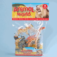Wilde dieren van plastic 6 stuks