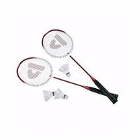 Rode badmintonrackets met shuttels