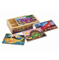 Melissa & Doug 4 Holzpuzzle im Kästchen - Dinosaurier