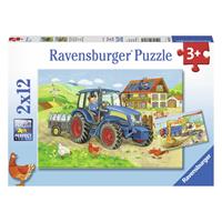 Ravensburger Puzzel Bouwplaats en Boerderij 2x12 Stukjes