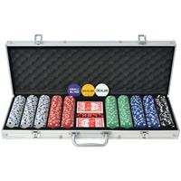 vidaXL Pokerset met 500 chips aluminium