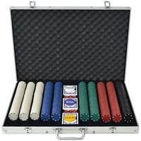 vidaXL Poker Set mit 1.000 Chips Aluminium Mehrfarbig