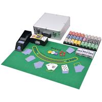 vidaXL Kombiniertes Poker/Blackjack Set mit 600 Laserchips Aluminium Mehrfarbig