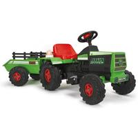 accuvoertuig tractor met aanhanger 6V 140 cm groen